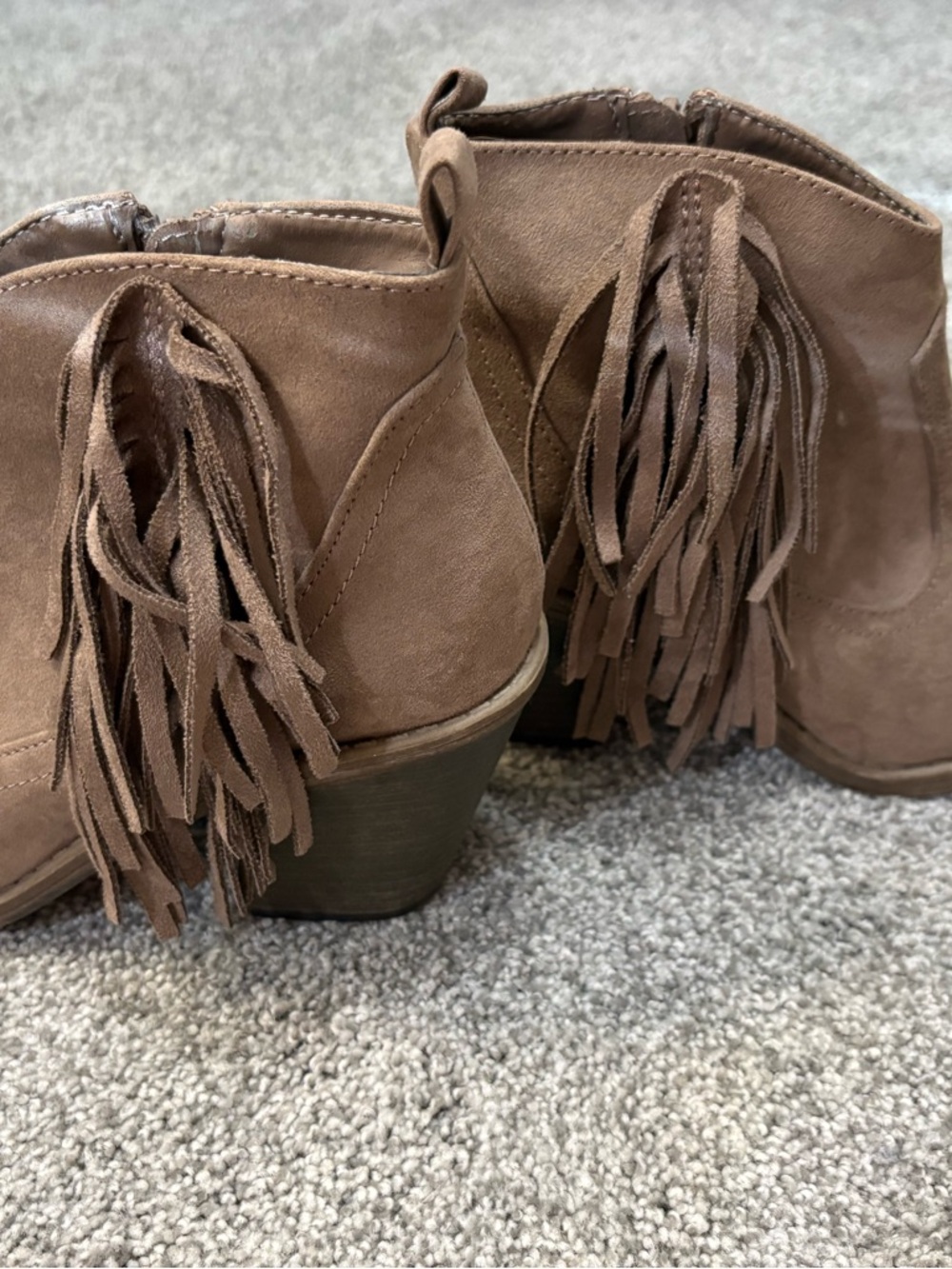 Faded Glory Brown Suede Fringe Ankle Boots
